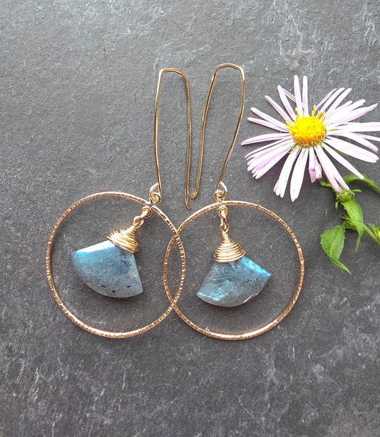 Fan Earrings- Labradorite