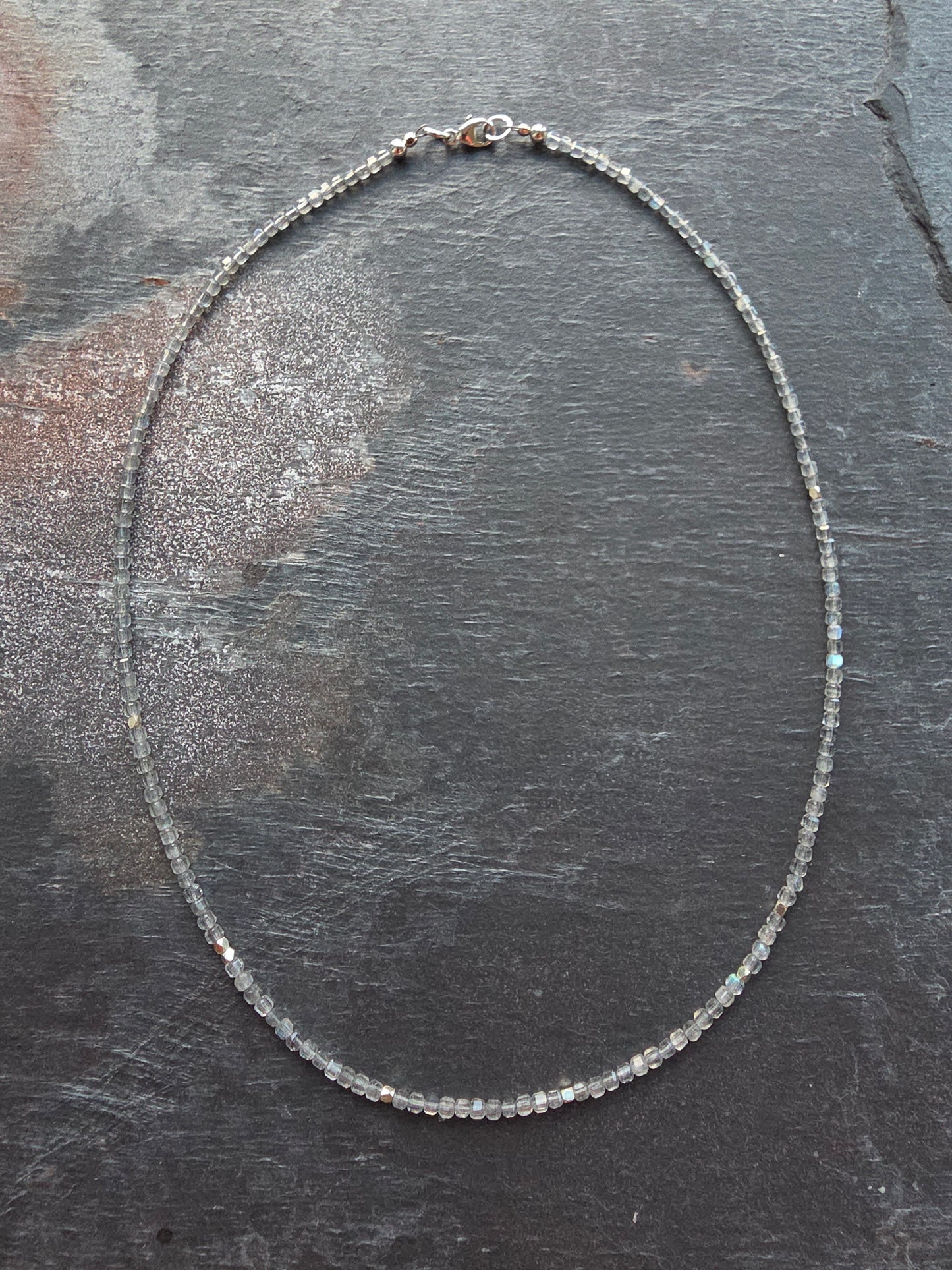 Square Stone Necklace - Labradorite