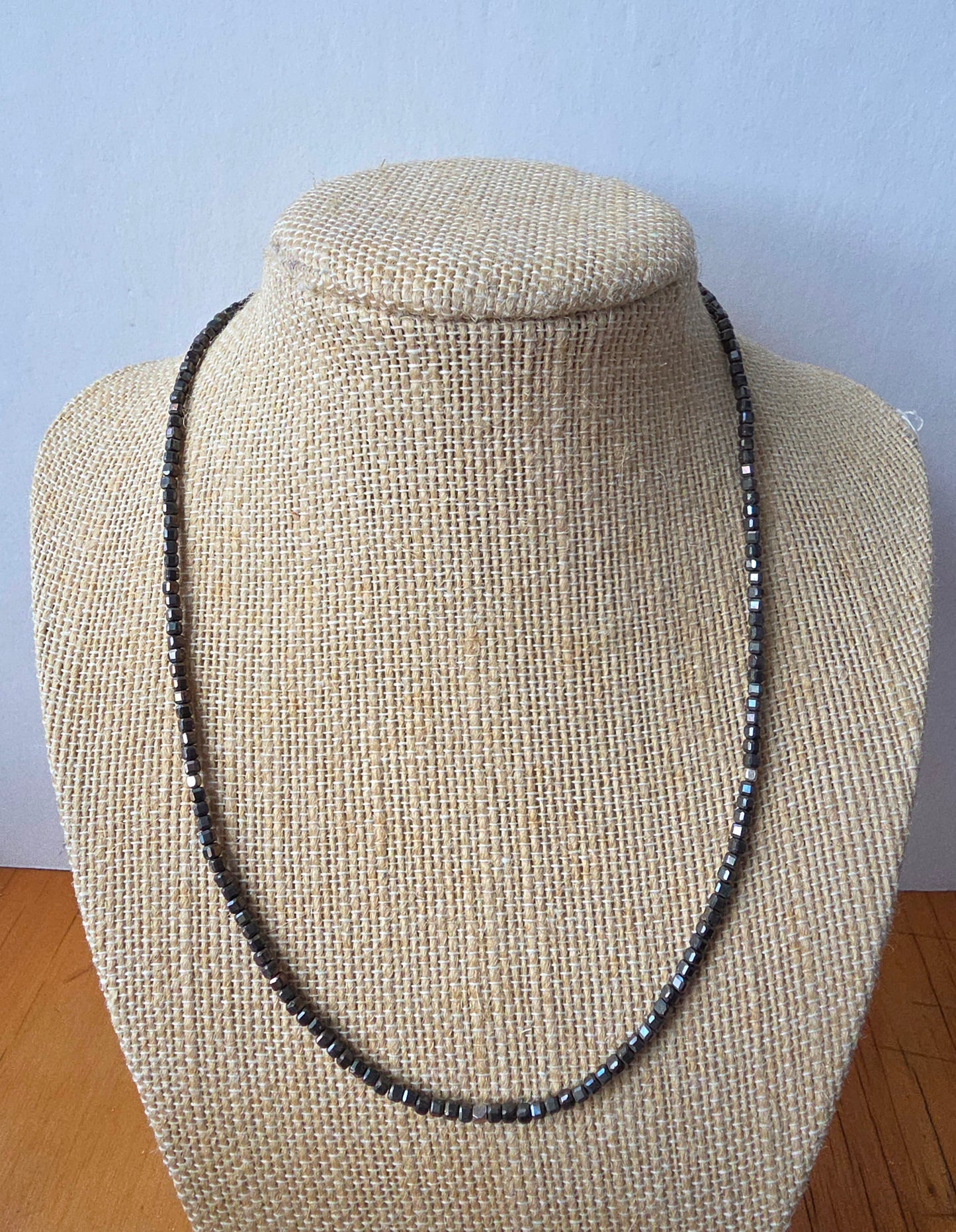 Square Stone Necklace - Pyrite