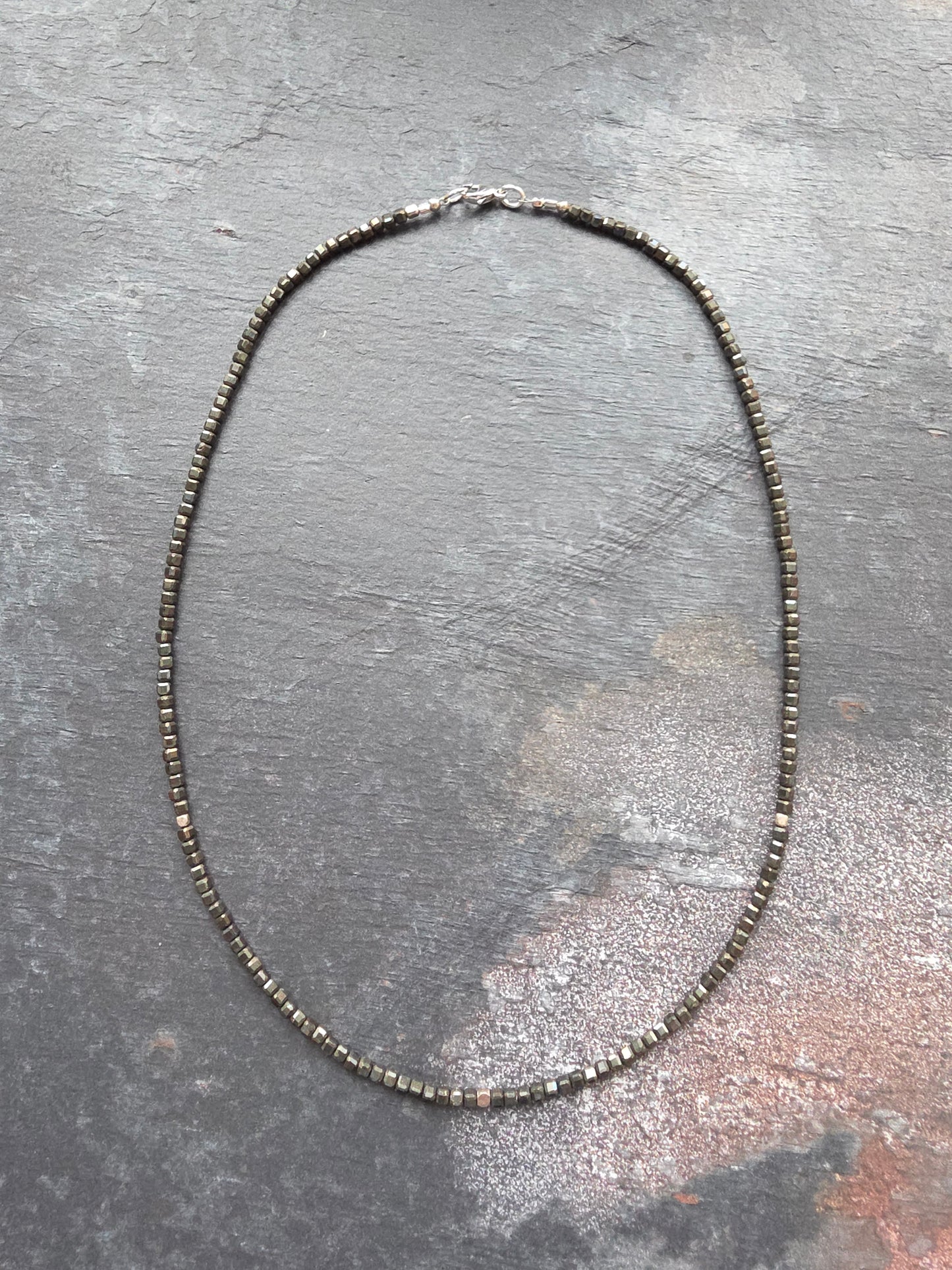 Square Stone Necklace - Pyrite