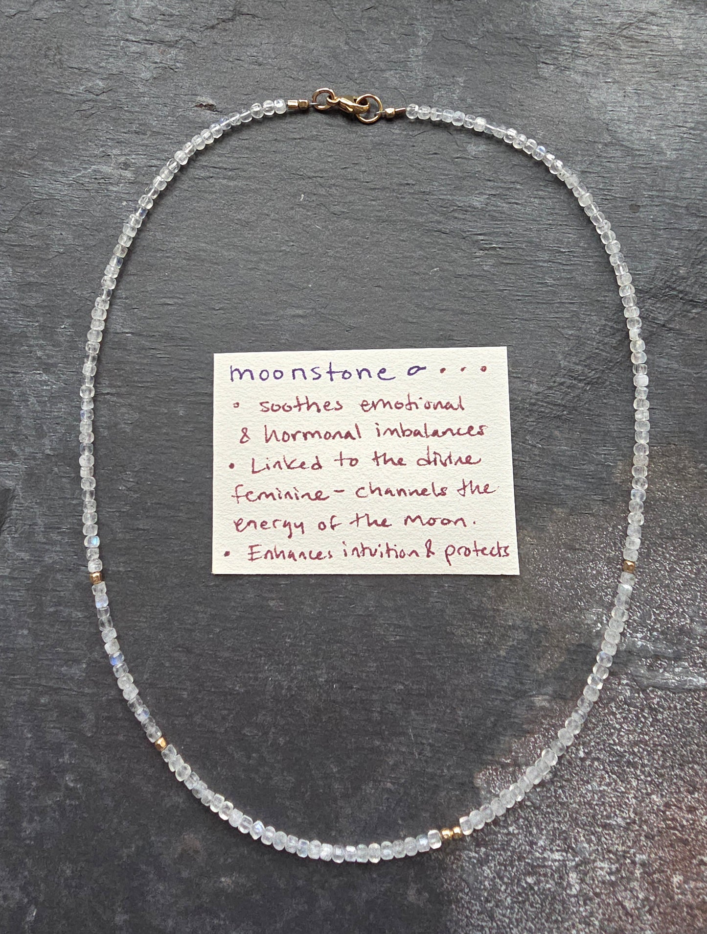 Square Stone Necklace - Moonstone