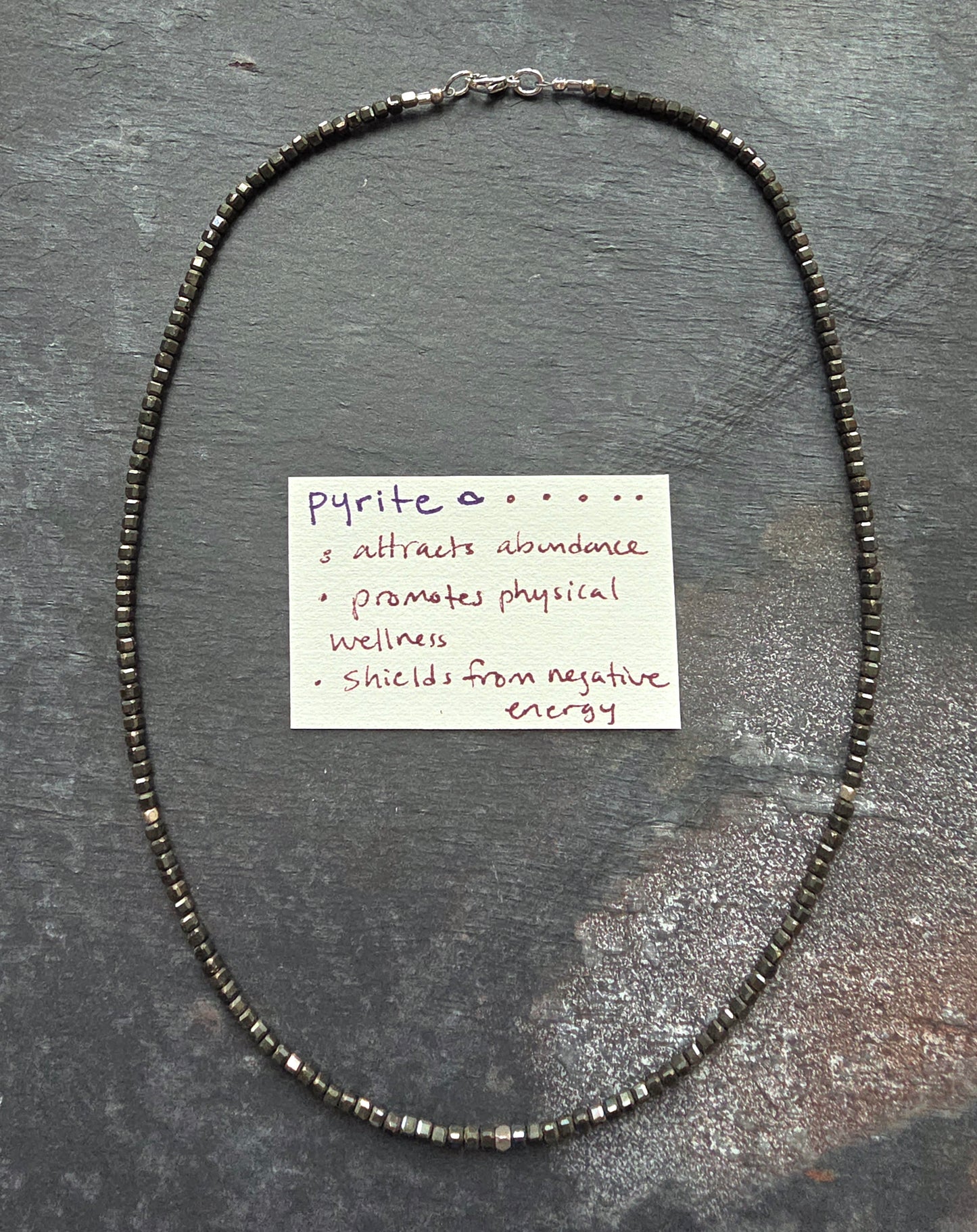 Square Stone Necklace - Pyrite