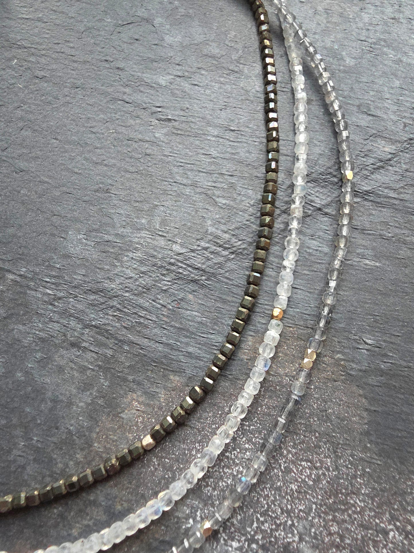 Square Stone Necklace - Pyrite