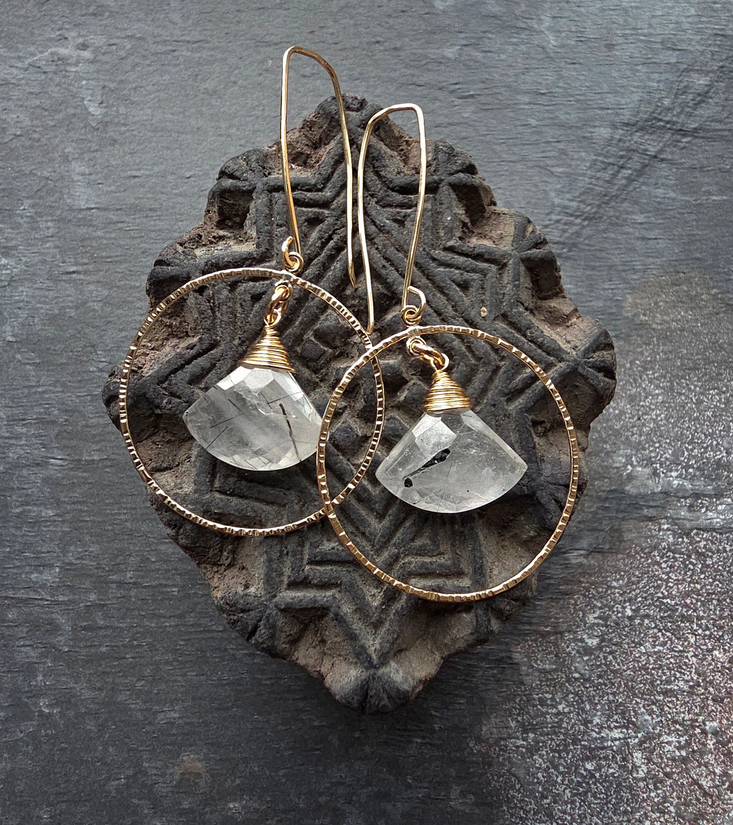 Rutilated Quartz Fan Earrings