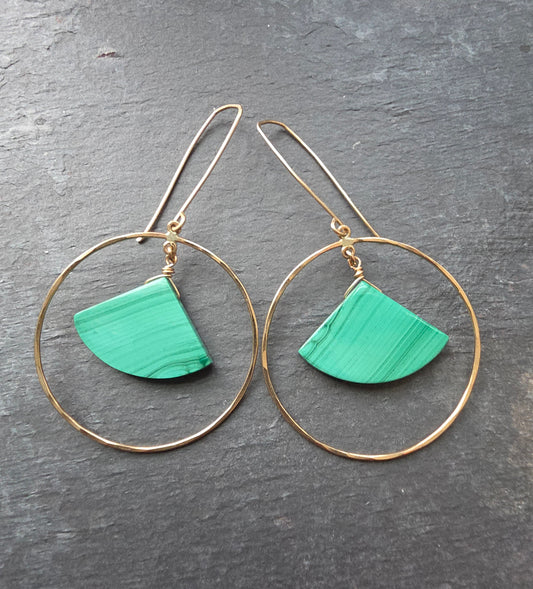 Malachite Fan Earrings