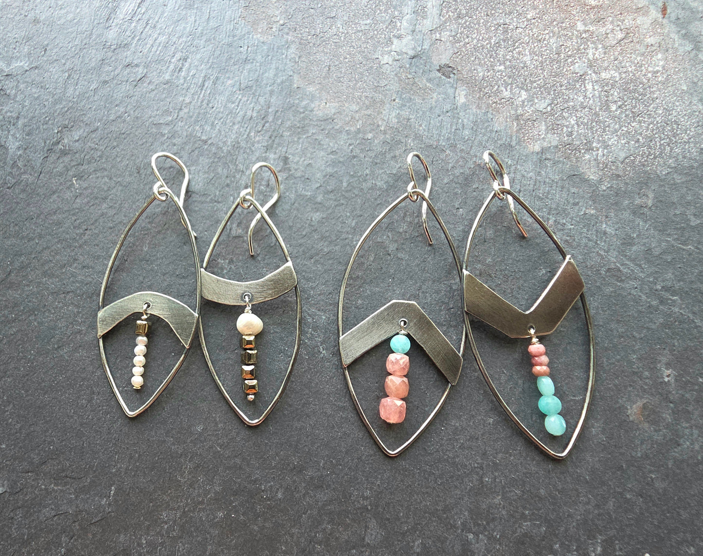 Beaded Shield Earrings - Smaller