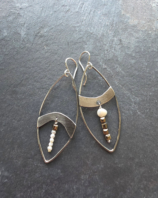 Beaded Shield Earrings - Smaller