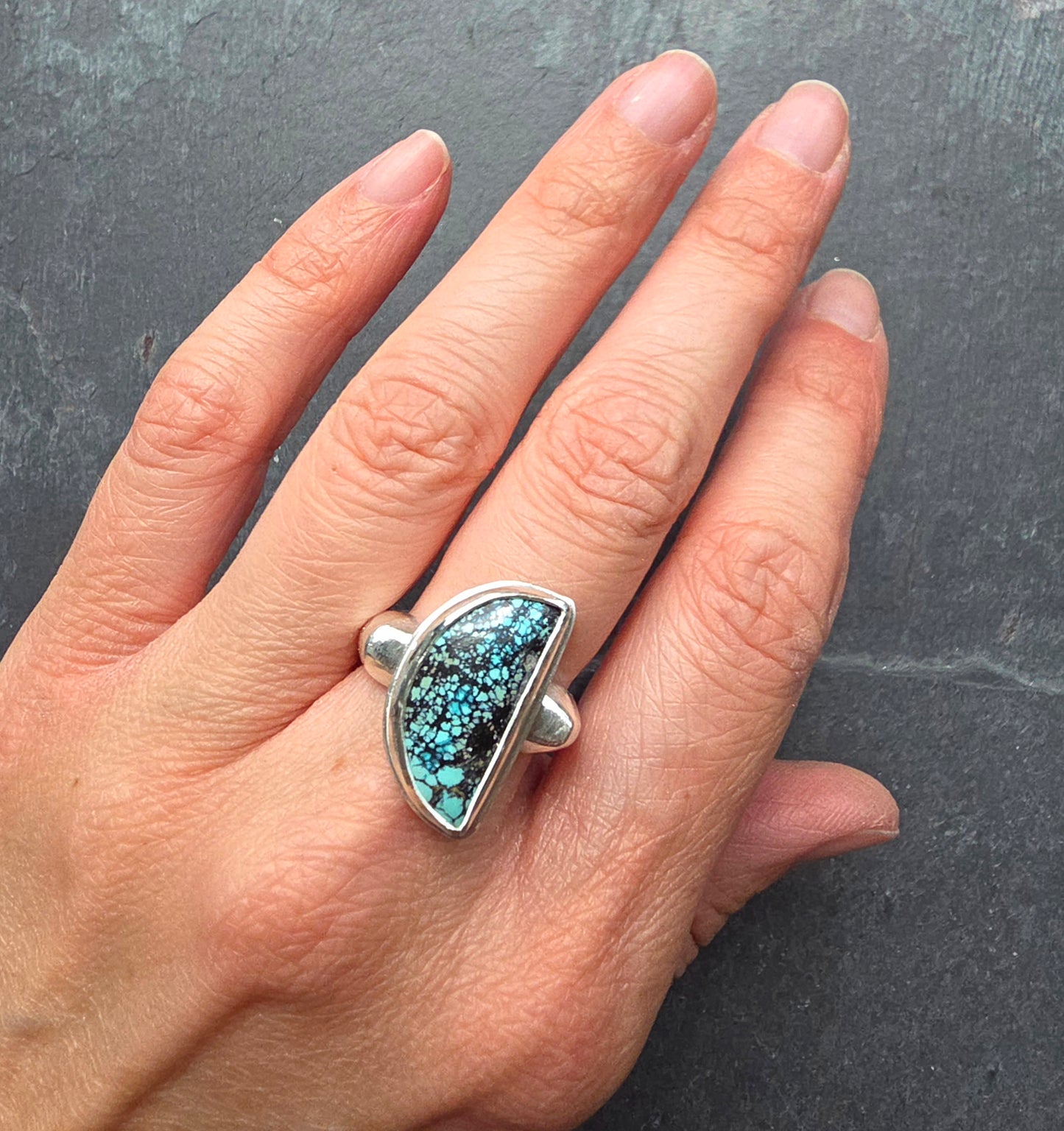 Quarter Moon Turquoise Ring