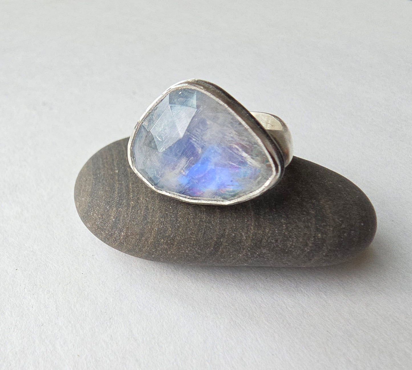 Square Ring - Moonstone- Size 9