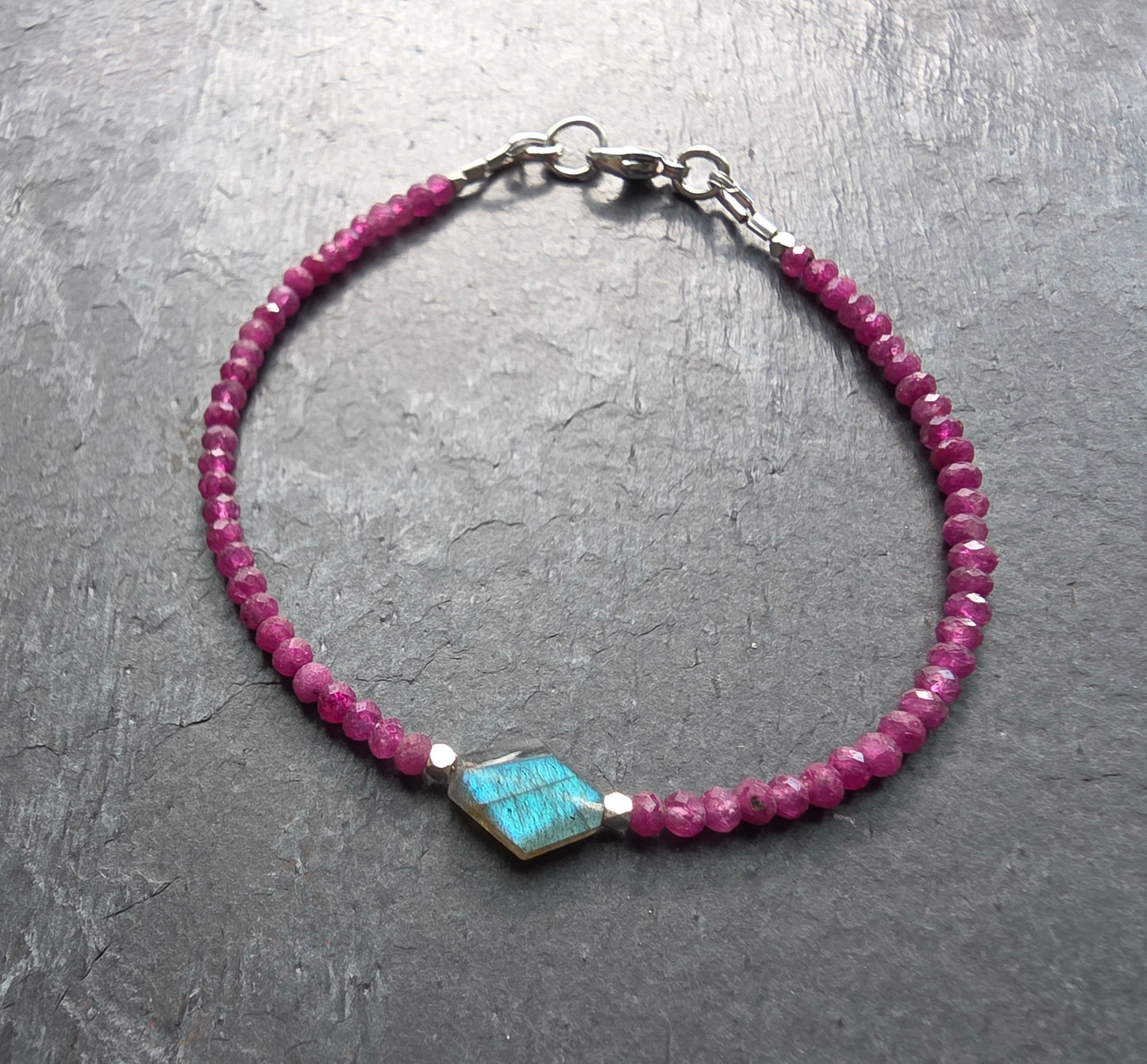 Raw Ruby/Labradorite Bracelet