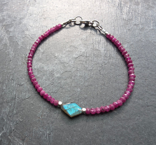 Raw Ruby/Labradorite Bracelet
