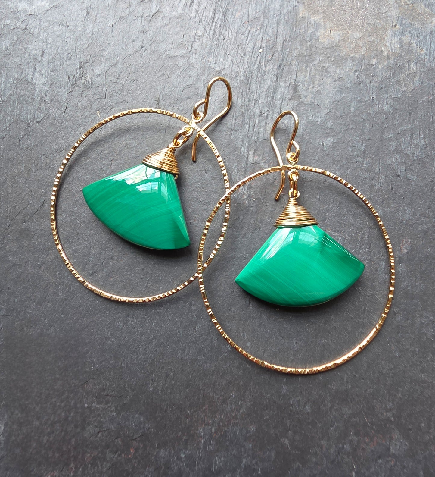 Malachite Fan Earrings