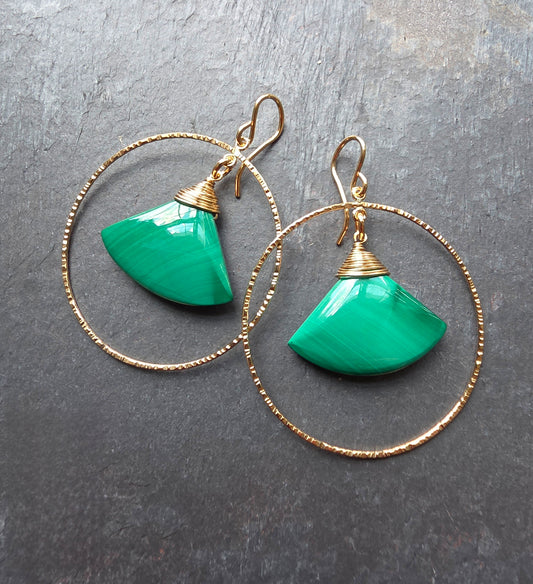 Malachite Fan Earrings