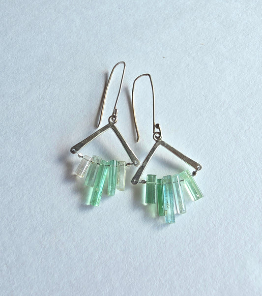 Tourmaline Shard Earrings- Aqua Tones