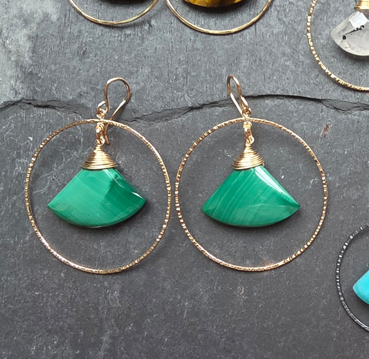 Malachite Fan Earrings