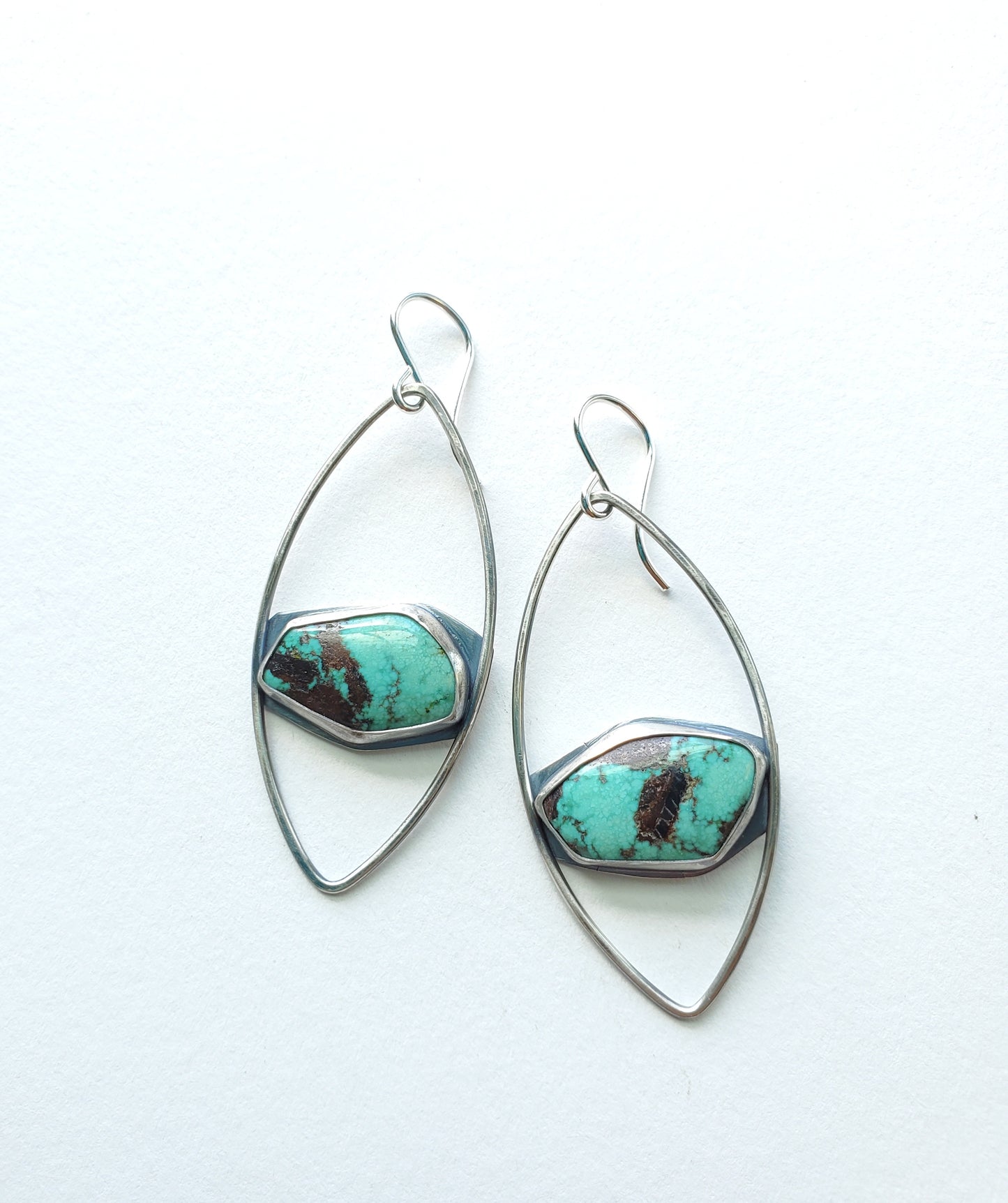 Turquoise Matrix Shield Earrings