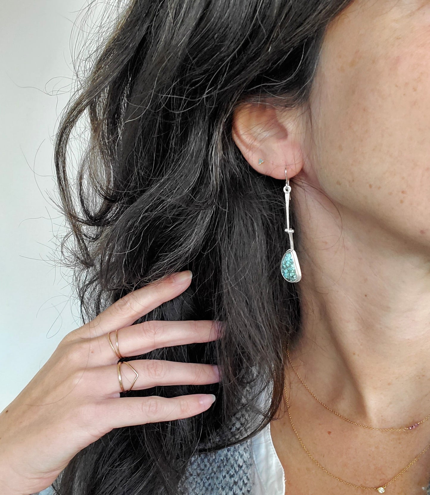 Set Hinge Earrings - Matrix Turquoise