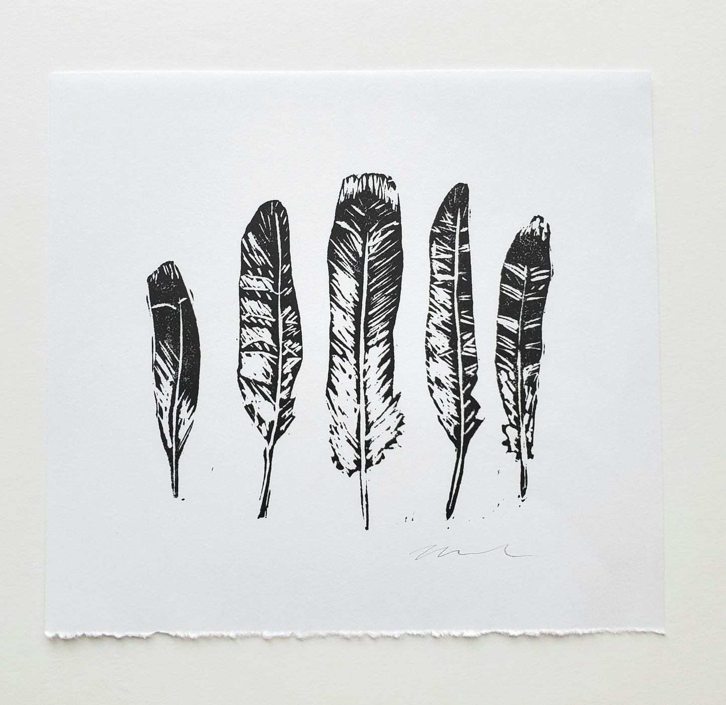 Feather Linocut Print